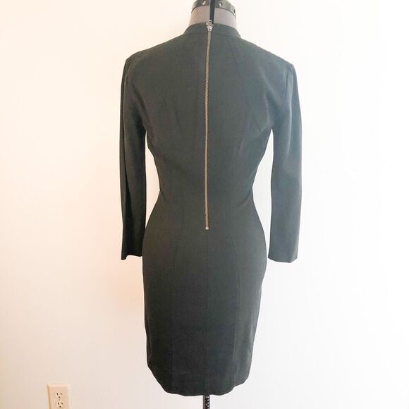 Helmut Lang Black V Neck Dress with Dramatic Metal Back Zip Size S - Picture 2 of 9